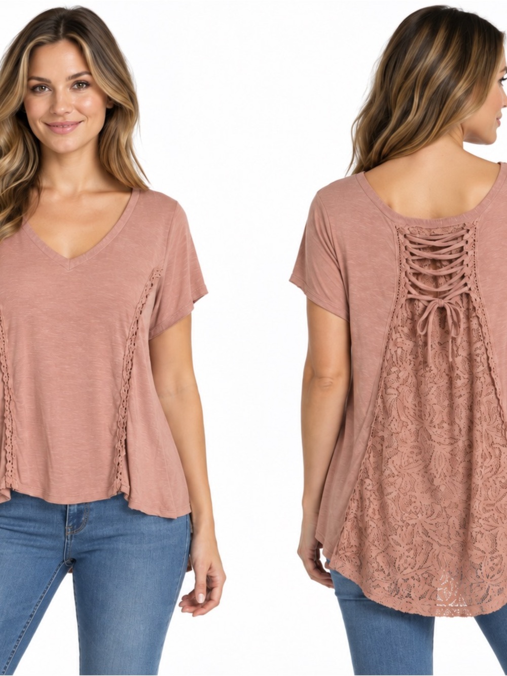 Knox Rose Lace Back V-Neck Top – Women’s XXL